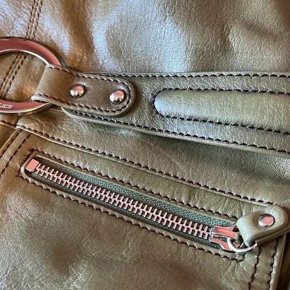Anne Klein Leather Purse Shoulder Bag Army Olive Green - Picture 12 of 13